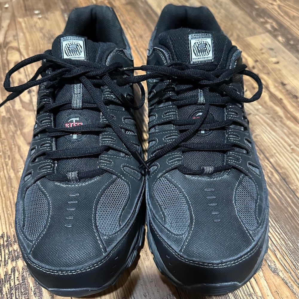 Skechers Work‎ Cankton Steel Toe Mens Safety Shoes SN77055W Black Size 13